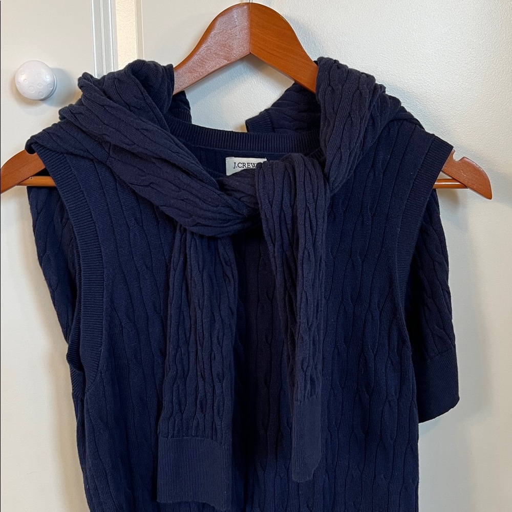 Navy J. Crew Cable Knit Shell and Cardigan M